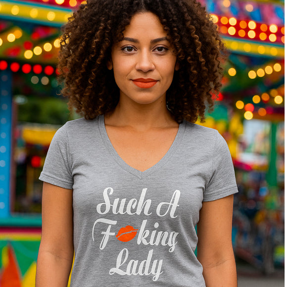 Such A Fucking Lady - V Neck Orange Lip