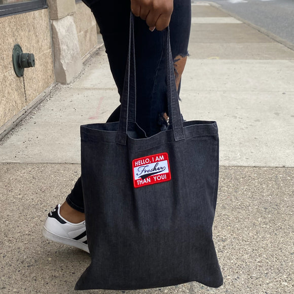 Fresher Nametag Denim Tote - Black