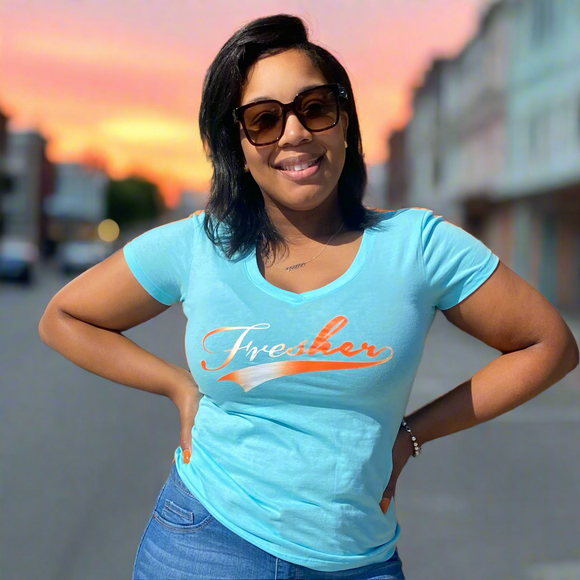 Fresher V Neck Tee - Orange Cream Blend