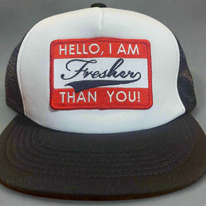 Fresher Nametag Trucker Hat - White/Black