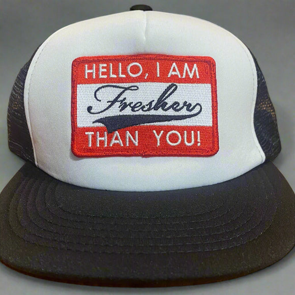Fresher Nametag Trucker Hat - White/Black