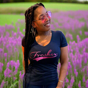 Fresher V Neck Tee - Navy Baby Blend