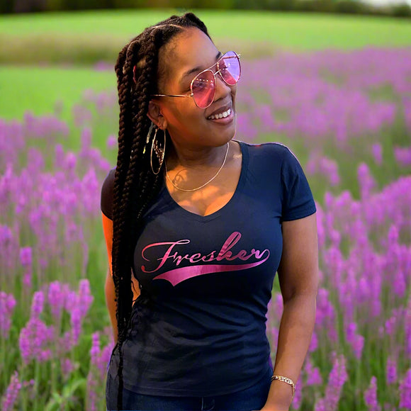 Fresher V Neck Tee - Navy Baby Blend