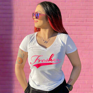 Fresher V Neck Tee - Playful Pink Blend