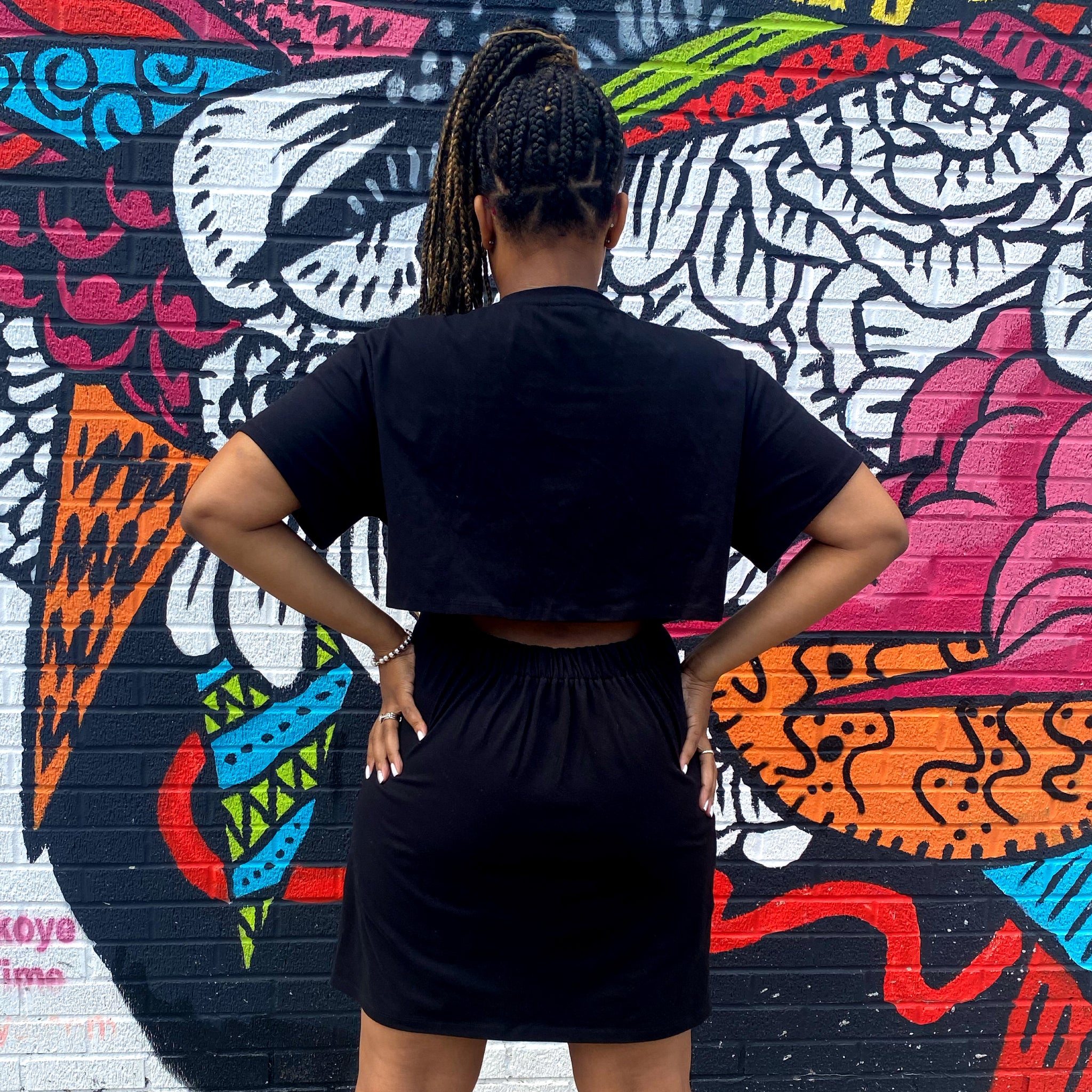 Fresher Mini Cut T Shirt Dress - Black/Neon THEFRESHERBRAND Fresher Mini Cut T Shirt Dress - Black/Neon THEFRESHERBRAND