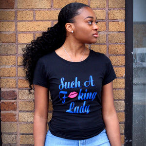 Such A Fucking Lady Tee - Royal Blue/Pink