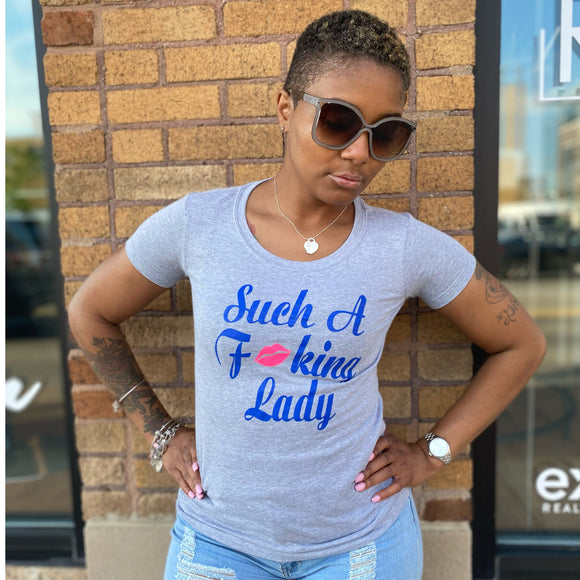 Such A Fucking Lady Tee - Royal Blue/Pink