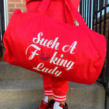 Such A Fucking Lady Getaway Duffle - Red Glitter Lip