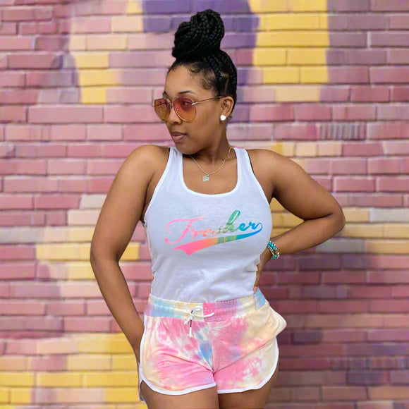 Fresher Signature Dye Short Set - Pink/Yellow/Sky