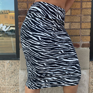Zebra Ruched Pencil Skirt