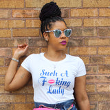 Such A Fucking Lady Tee - Royal Blue/Pink